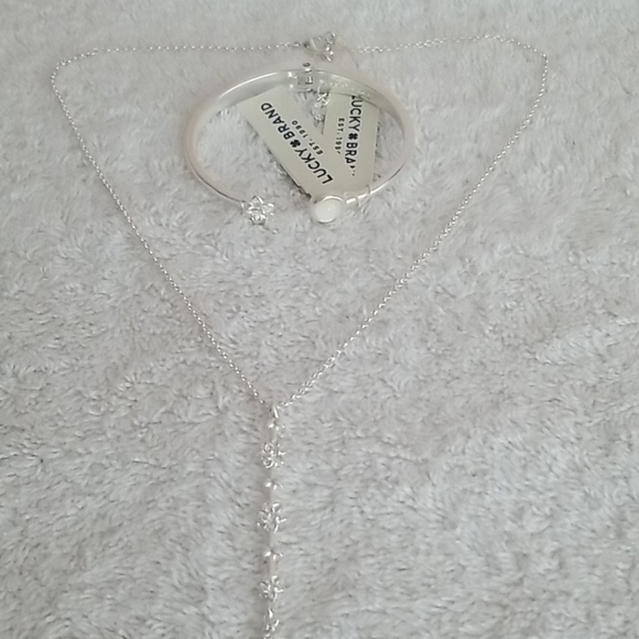 New Lucky Brand Flower & Stone Cuff Bracelet - Picture 4 of 6